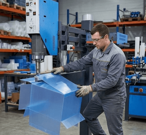 Colorful industrial PP crates and packaging